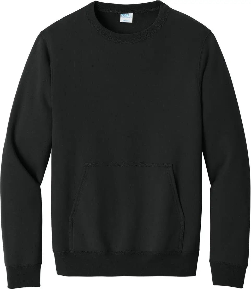 Port & Company Pc78pkt co Core Fleece Crewneck Pocket Sweatshirt - Jet Black