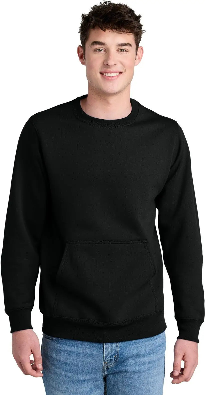 Port & Company Pc78pkt co Core Fleece Crewneck Pocket Sweatshirt - Jet Black - Adult s