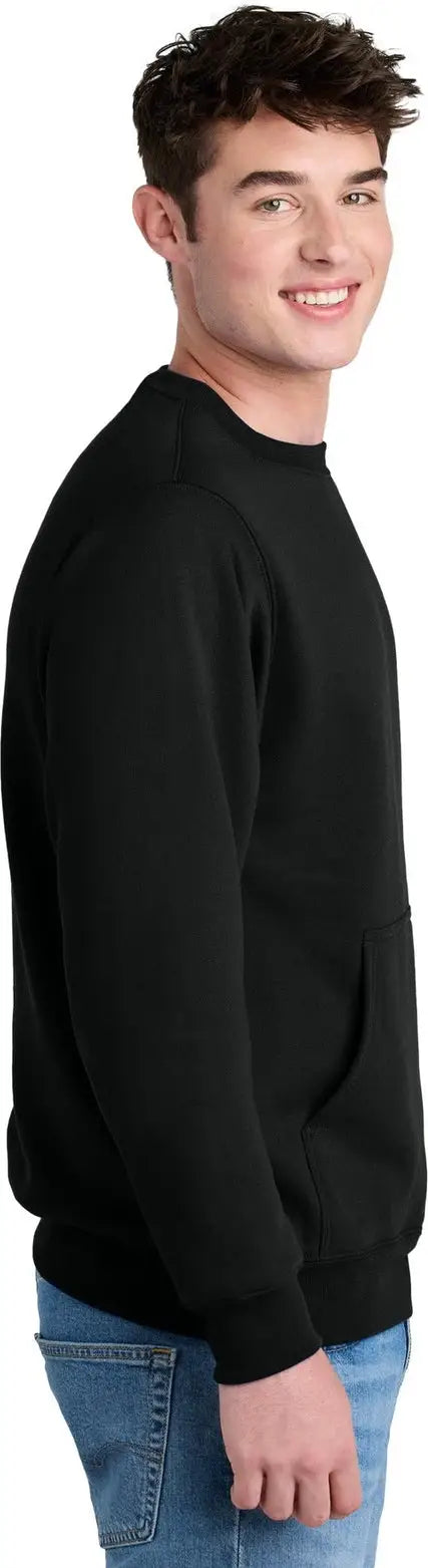 Port & Company Pc78pkt co Core Fleece Crewneck Pocket Sweatshirt - Jet Black