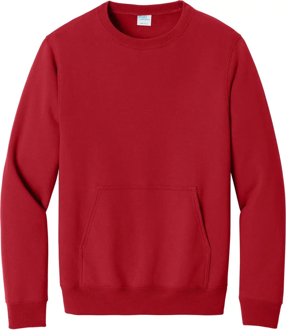 Port & Company Pc78pkt co Core Fleece Crewneck Pocket Sweatshirt - Red