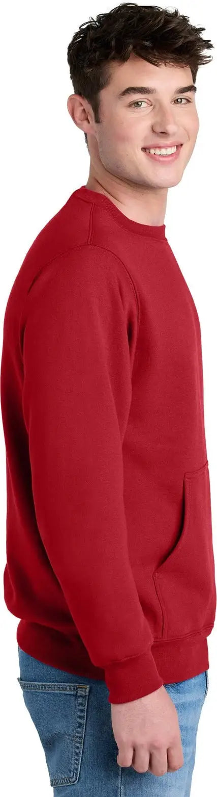 Port & Company Pc78pkt co Core Fleece Crewneck Pocket Sweatshirt - Red