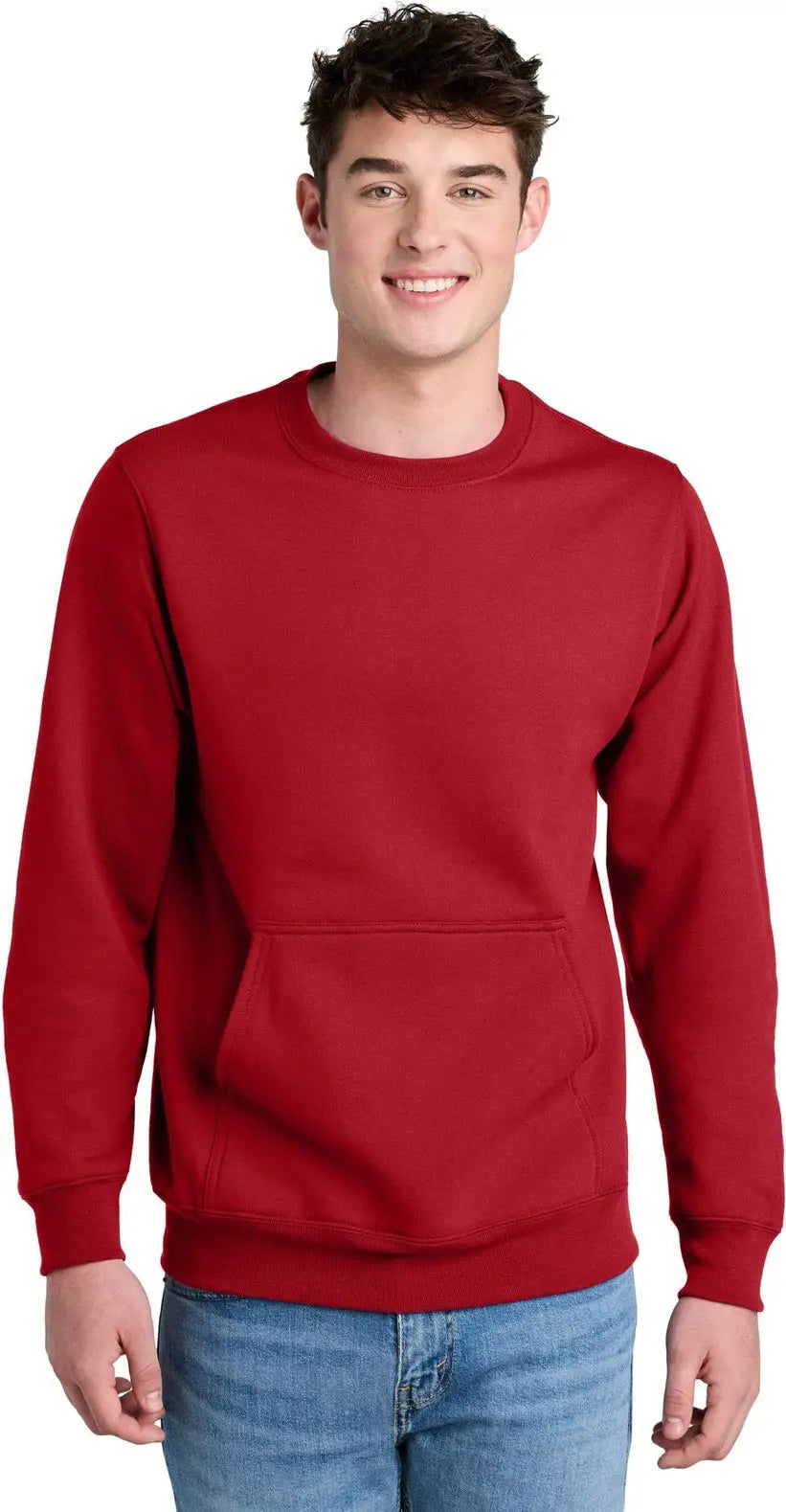 Port & Company Pc78pkt co Core Fleece Crewneck Pocket Sweatshirt - Red