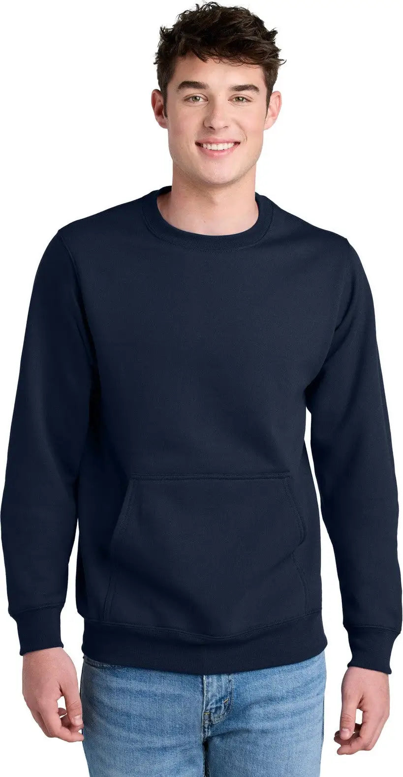 Port & Company Pc78pkt co Core Fleece Crewneck Pocket Sweatshirt - True Navy - Adult s
