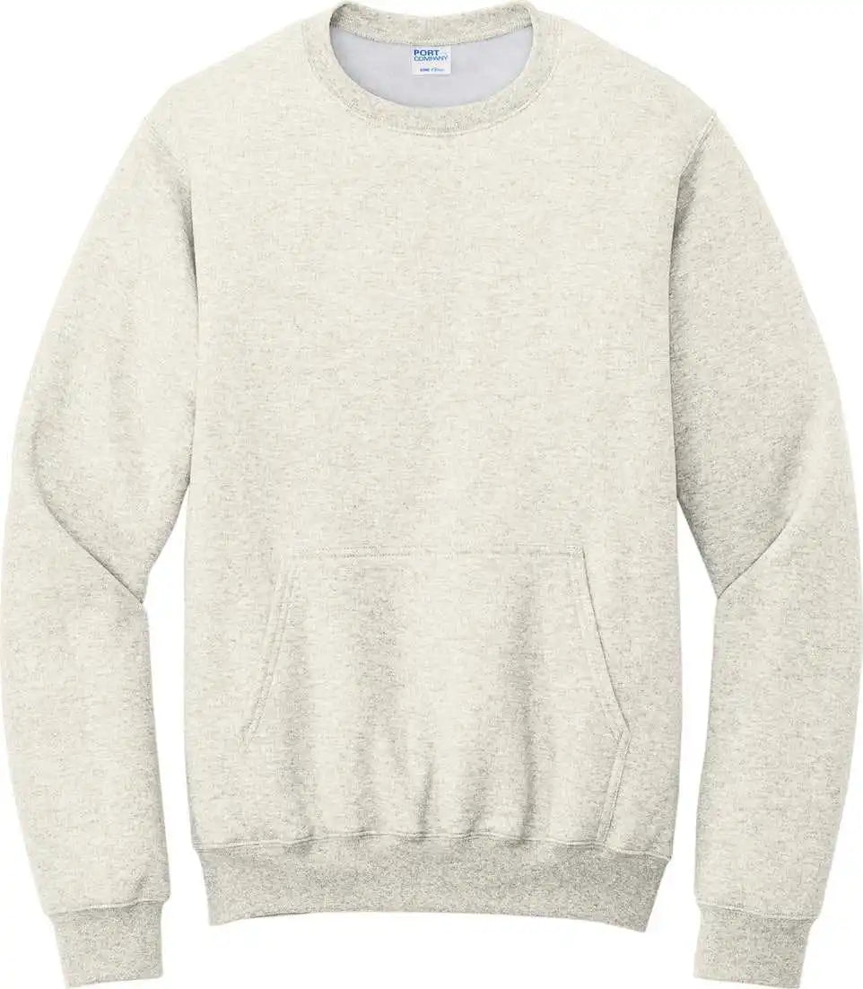 Port & Company Pc78pkt Core Fleece Crewneck Pocket Sweatshirt - Oatmeal Heather
