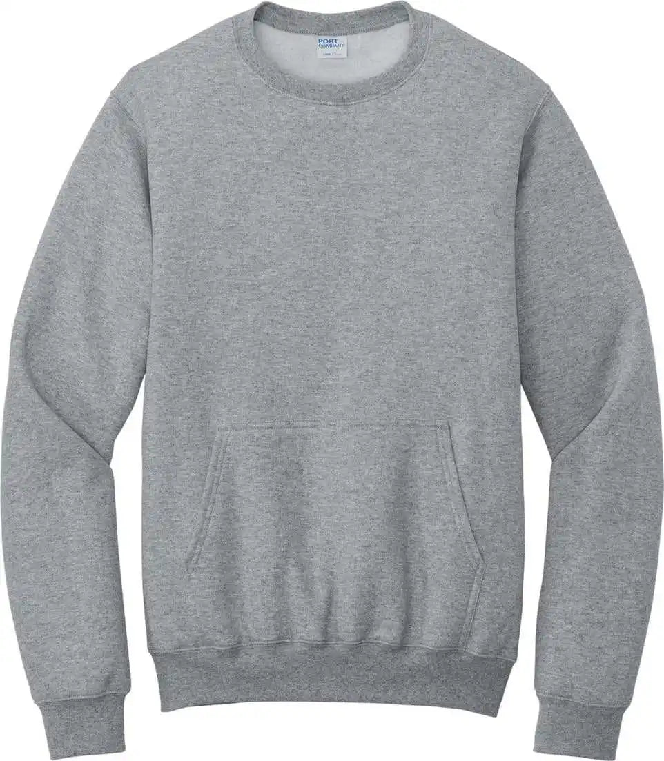 Port &amp; Company Pc78pkt Core Fleece Crewneck Pocket Sweatshirt Athletic Heather