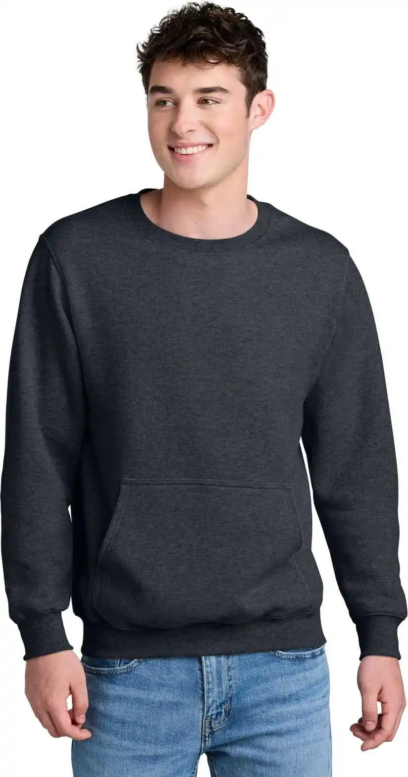 Port & Company Pc78pkt Core Fleece Crewneck Pocket Sweatshirt - Dark Heather Grey