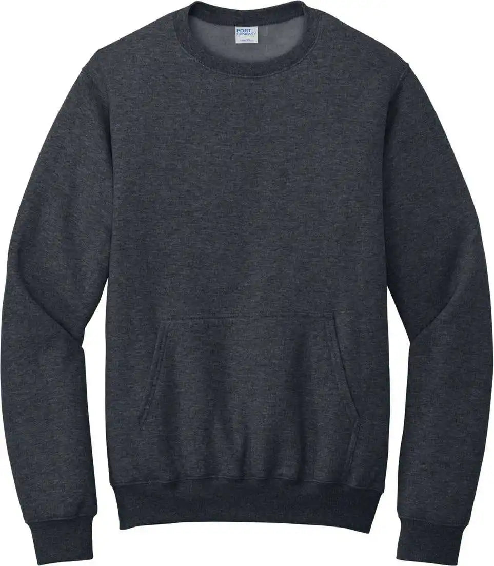 Port & Company Pc78pkt Core Fleece Crewneck Pocket Sweatshirt - Dark Heather Grey