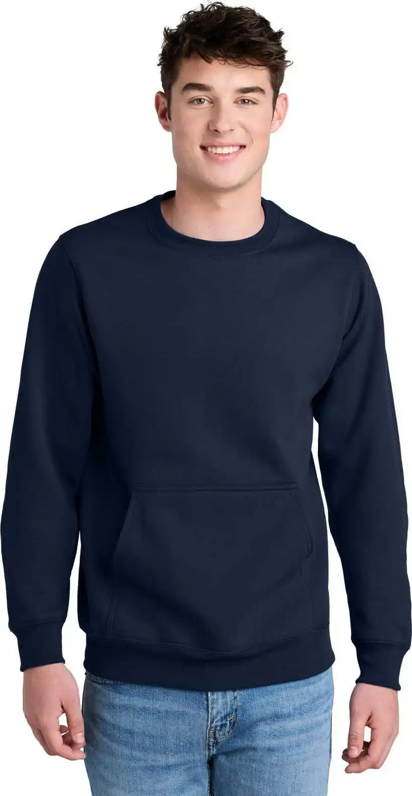 Port & Company Pc78pkt Core Fleece Crewneck Pocket Sweatshirt True Navy