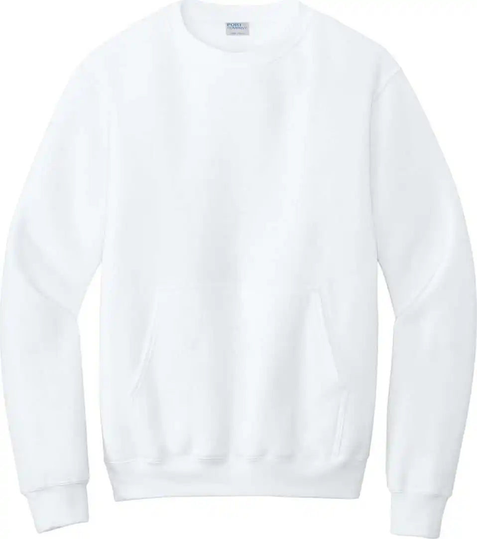 Port &amp; Company Pc78pkt Core Fleece Crewneck Pocket Sweatshirt White