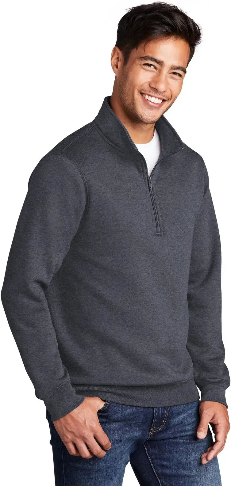 Port & Company Pc78q co Core Fleece 1/4-zip Pullover Sweatshirt - Heather Navy