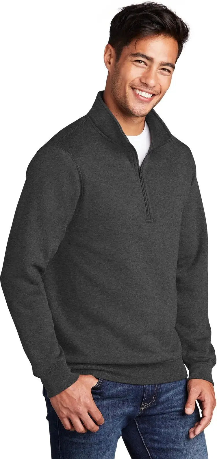 Port & Company Pc78q co Core Fleece 1/4-zip Pullover Sweatshirt - Dark Heather Gray