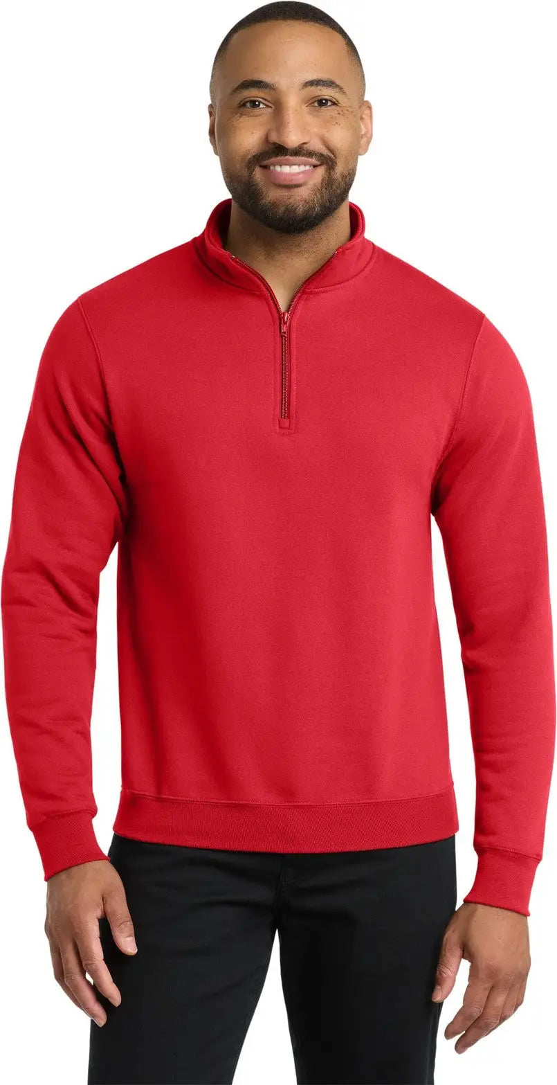 Port & Company Pc78q co Core Fleece 1/4-zip Pullover Sweatshirt - Red
