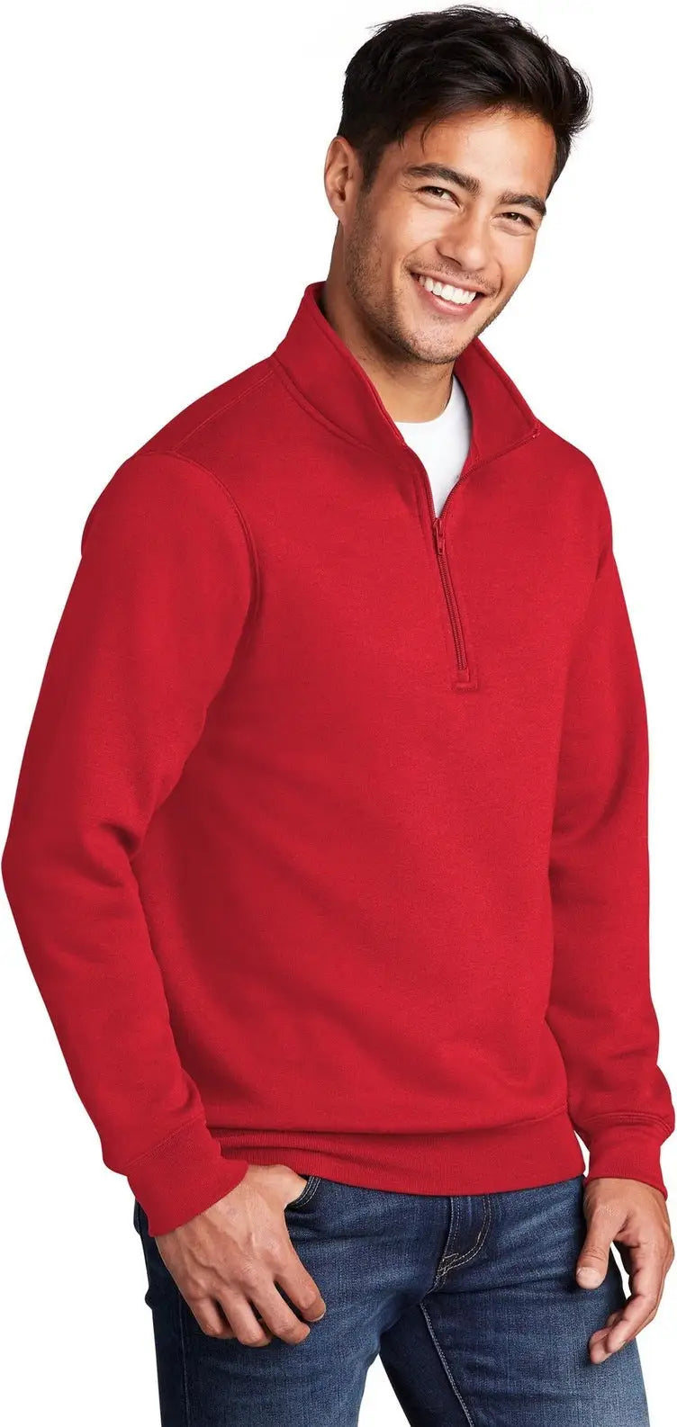 Port & Company Pc78q co Core Fleece 1/4-zip Pullover Sweatshirt - Red