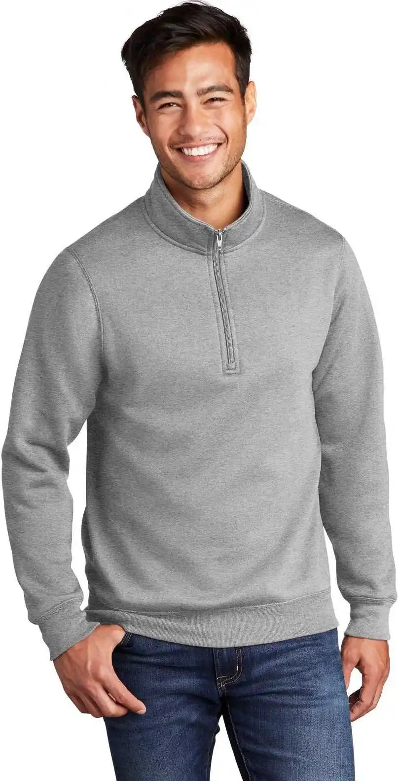 Port & Company Pc78q Core Fleece 1/4 Zip Pullover Sweatshirt Athletic Heather