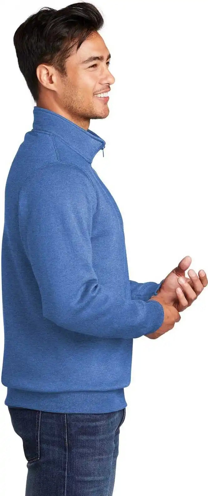 Port &amp; Company Pc78q Core Fleece 1/4 Zip Pullover Sweatshirt Heather Royal