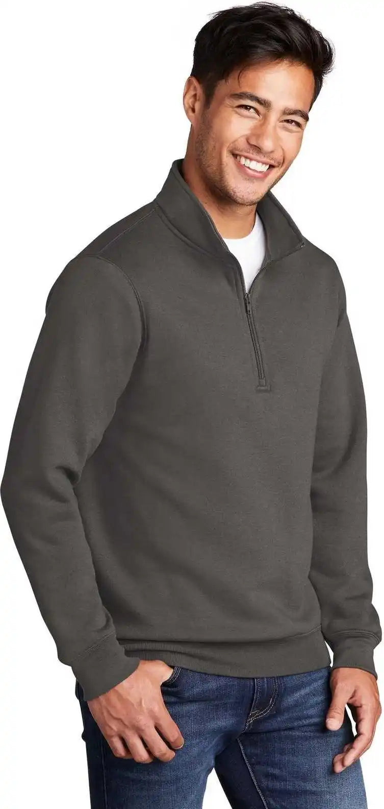 Port &amp; Company Pc78q Core Fleece 1/4 Zip Pullover Sweatshirt Charcoal