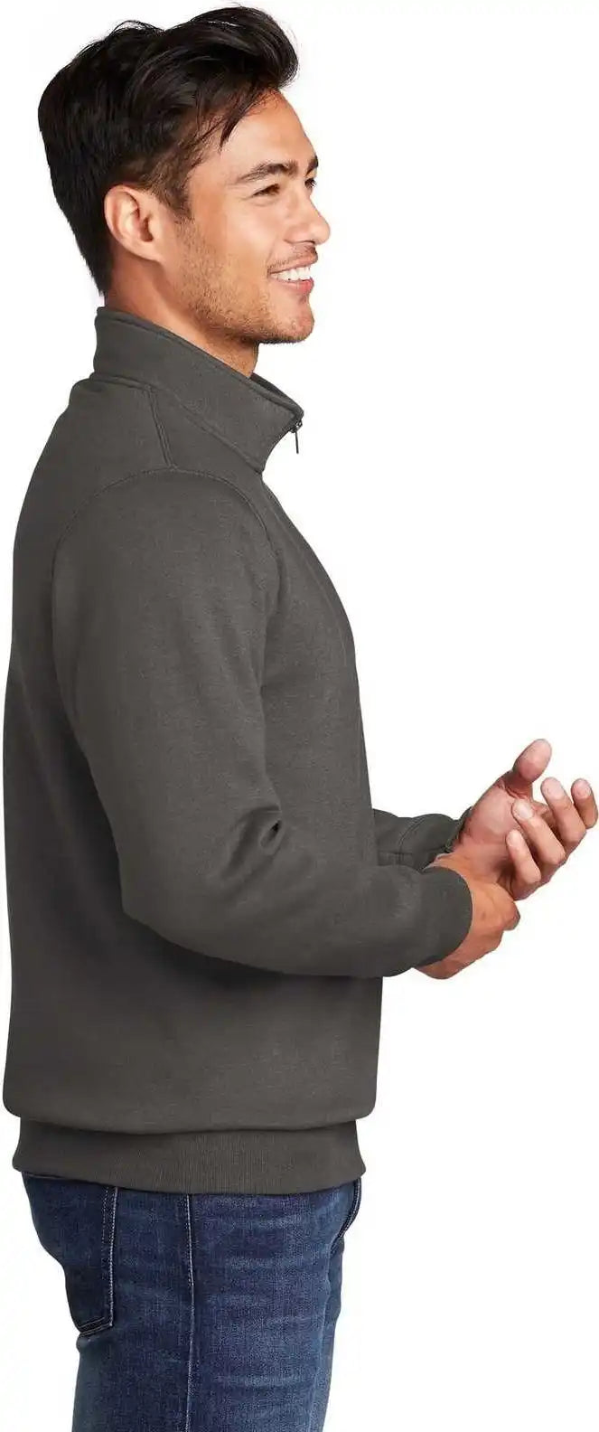 Port &amp; Company Pc78q Core Fleece 1/4 Zip Pullover Sweatshirt Charcoal