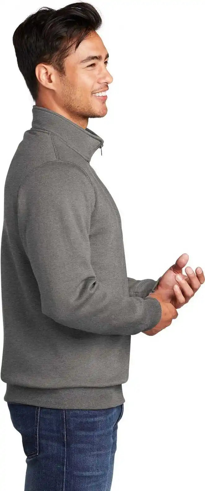 Port &amp; Company Pc78q Core Fleece 1/4 Zip Pullover Sweatshirt Graphite Heather