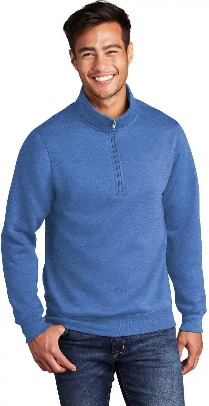 Port & Company Pc78q Core Fleece 1/4 Zip Pullover Sweatshirt Heather Royal