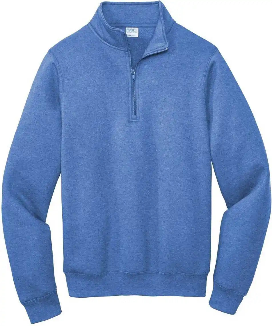 Port &amp; Company Pc78q Core Fleece 1/4 Zip Pullover Sweatshirt Heather Royal