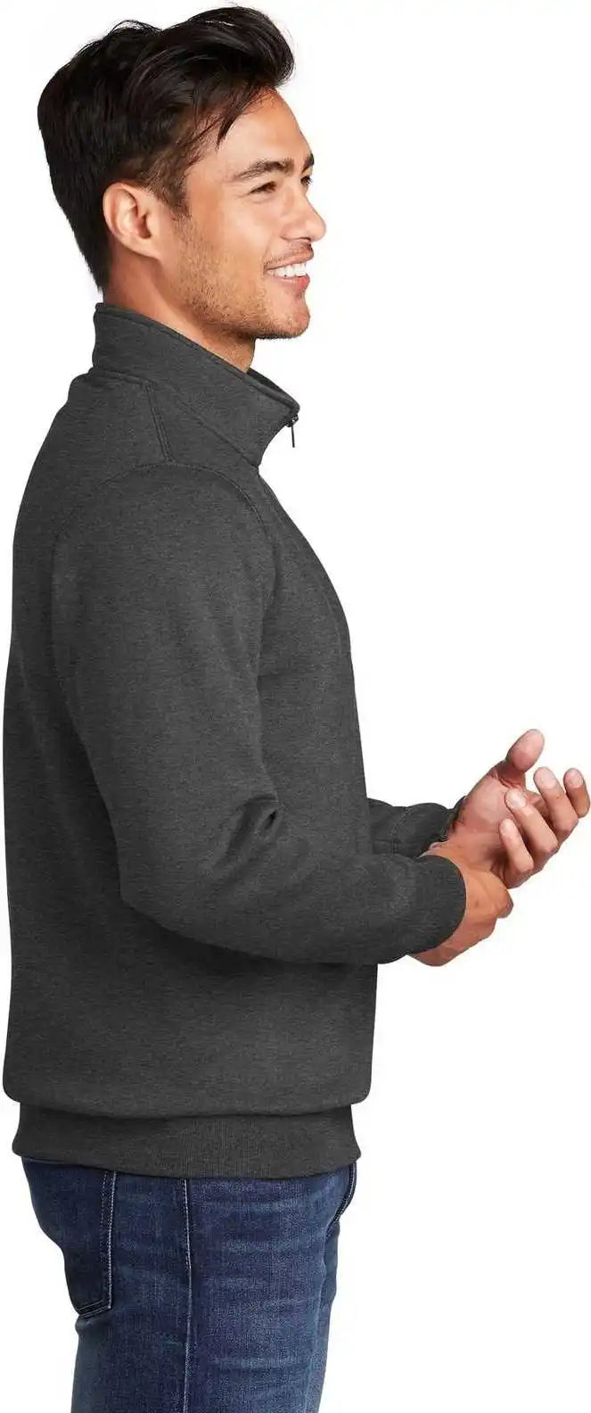 Port &amp; Company Pc78q Core Fleece 1/4 Zip Pullover Sweatshirt Pc78qdark Heather Gray