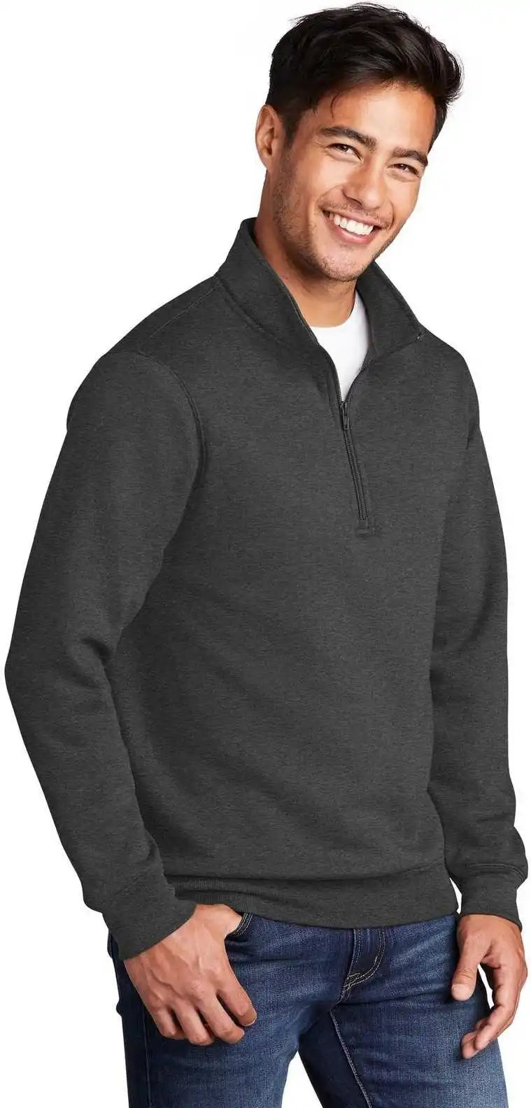 Port &amp; Company Pc78q Core Fleece 1/4 Zip Pullover Sweatshirt Pc78qdark Heather Gray