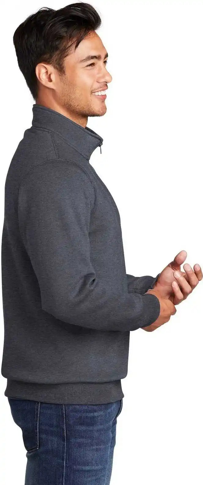 Port &amp; Company Pc78q Core Fleece 1/4 Zip Pullover Sweatshirt Heather Navy