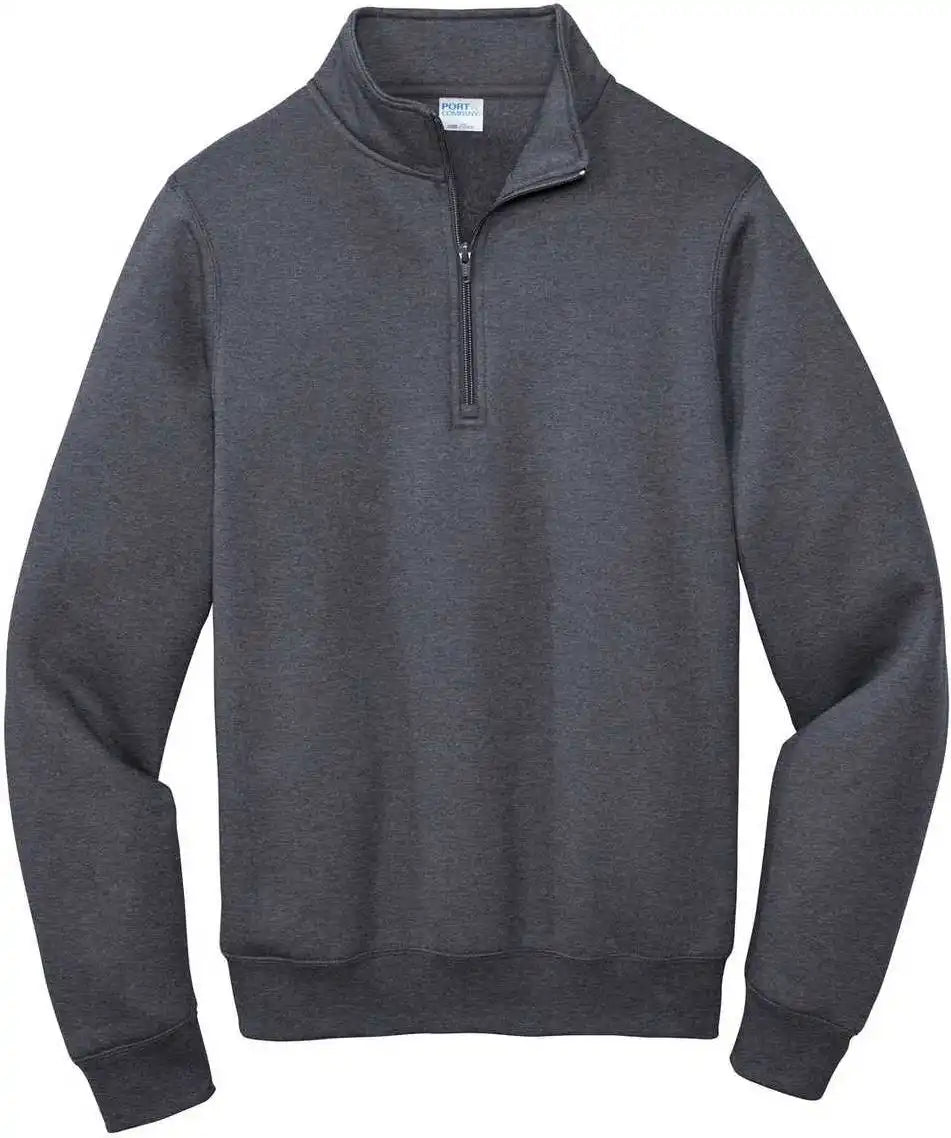 Port &amp; Company Pc78q Core Fleece 1/4 Zip Pullover Sweatshirt Heather Navy