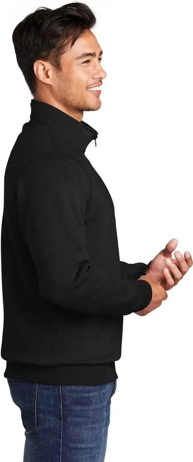 Port &amp; Company Pc78q Core Fleece 1/4 Zip Pullover Sweatshirt Jet Black