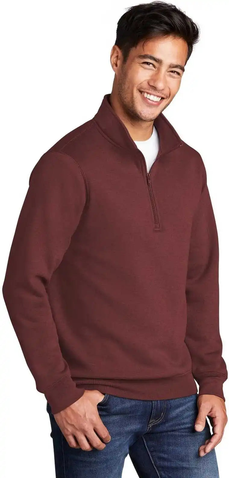 Port &amp; Company Pc78q Core Fleece 1/4 Zip Pullover Sweatshirt Maroon