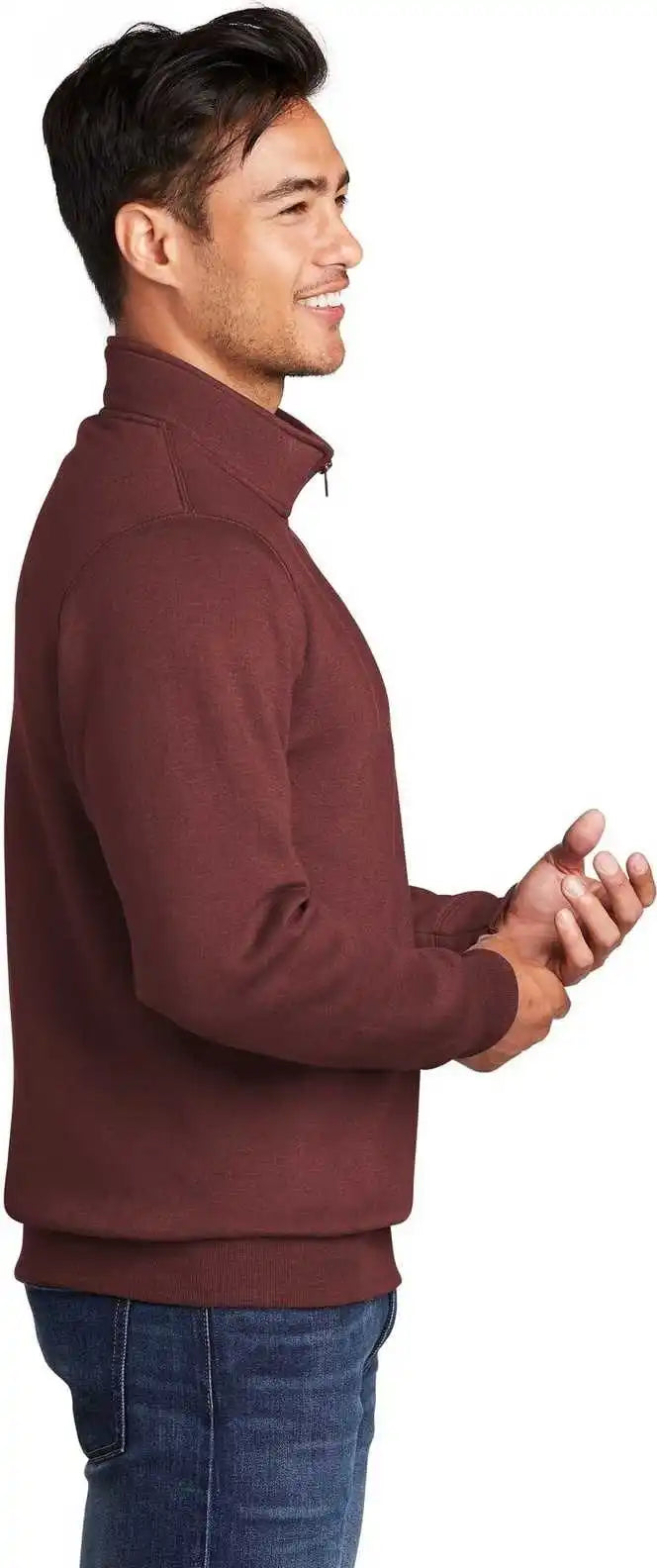 Port &amp; Company Pc78q Core Fleece 1/4 Zip Pullover Sweatshirt Maroon