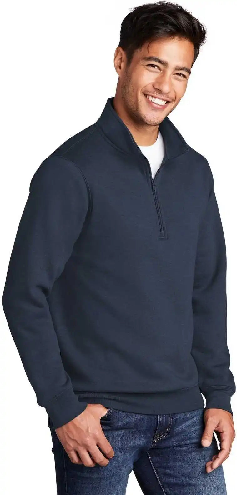 Port &amp; Company Pc78q Core Fleece 1/4 Zip Pullover Sweatshirt Navy