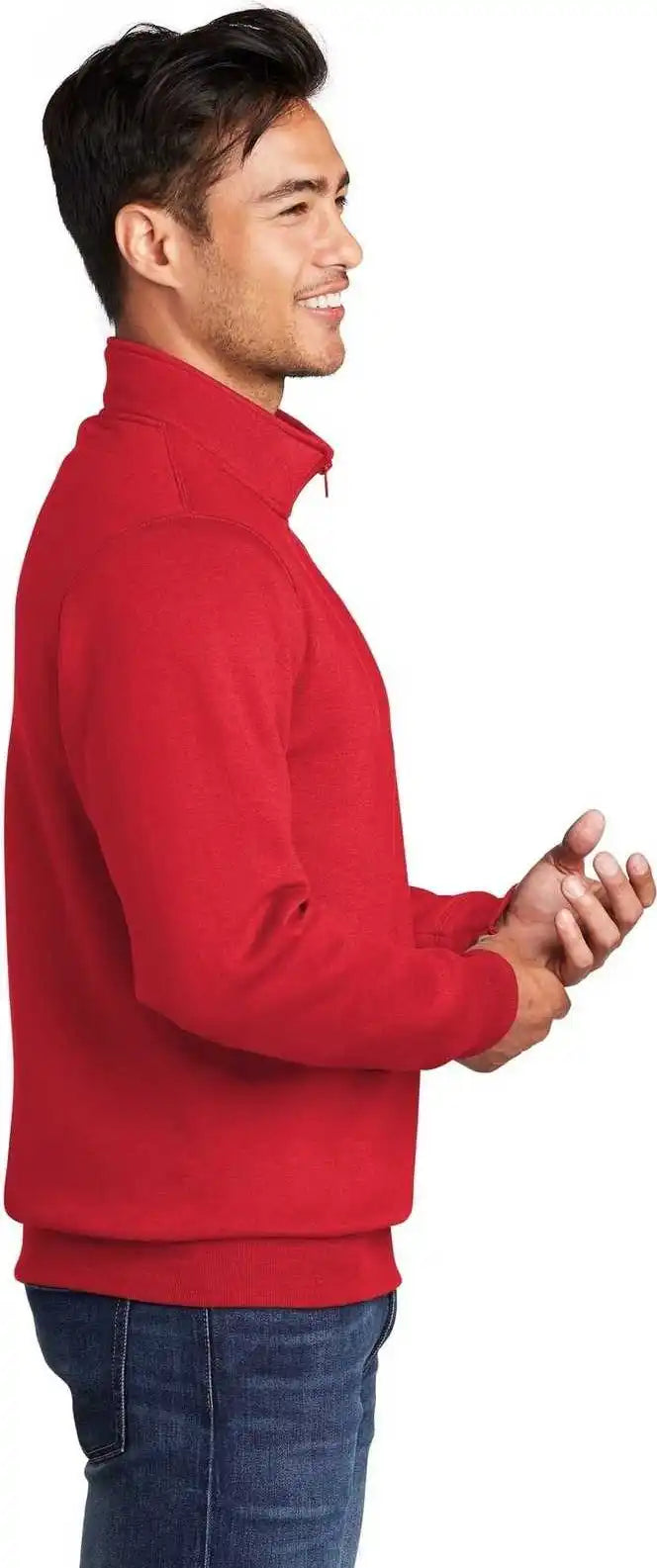 Port &amp; Company Pc78q Core Fleece 1/4 Zip Pullover Sweatshirt Red