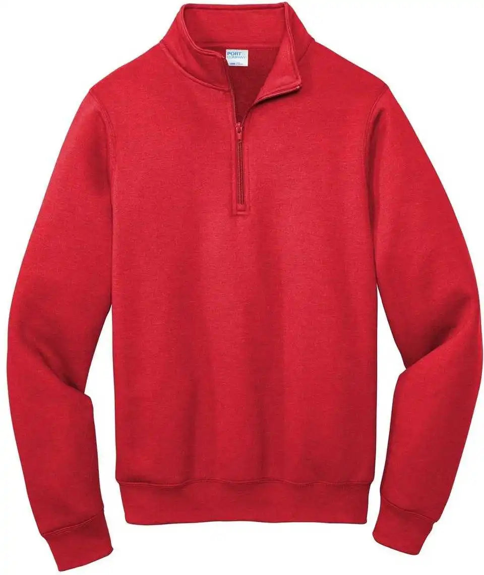 Port &amp; Company Pc78q Core Fleece 1/4 Zip Pullover Sweatshirt Red