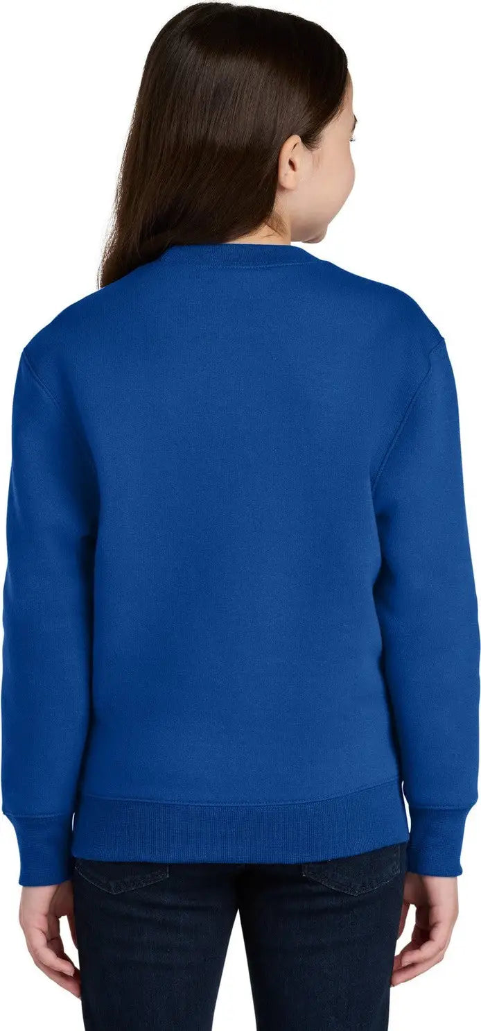 Port & Company Pc78ypkt co Youth Core Fleece Crewneck Pocket Sweatshirt - True Royal