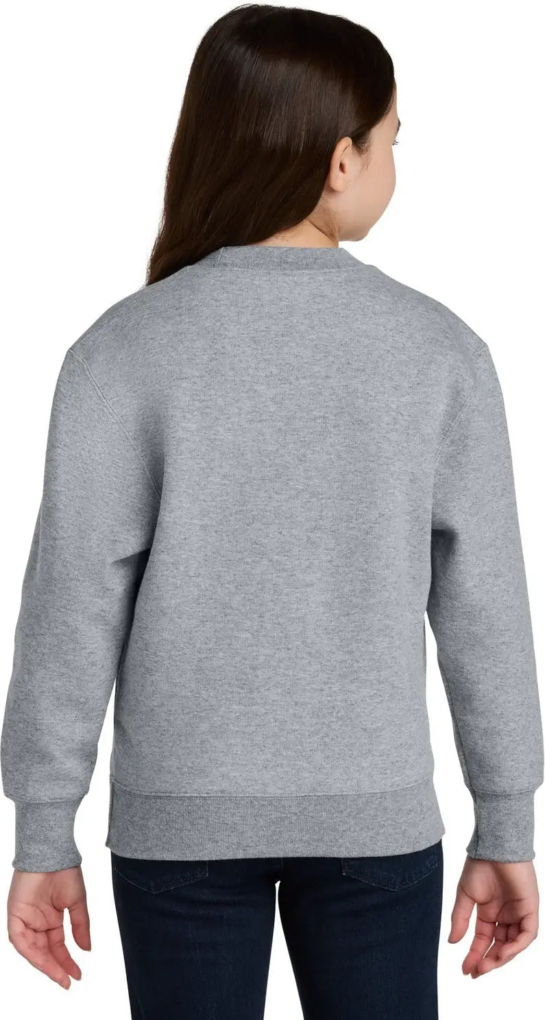 Port & Company Pc78ypkt co Youth Core Fleece Crewneck Pocket Sweatshirt - Athletic Heather