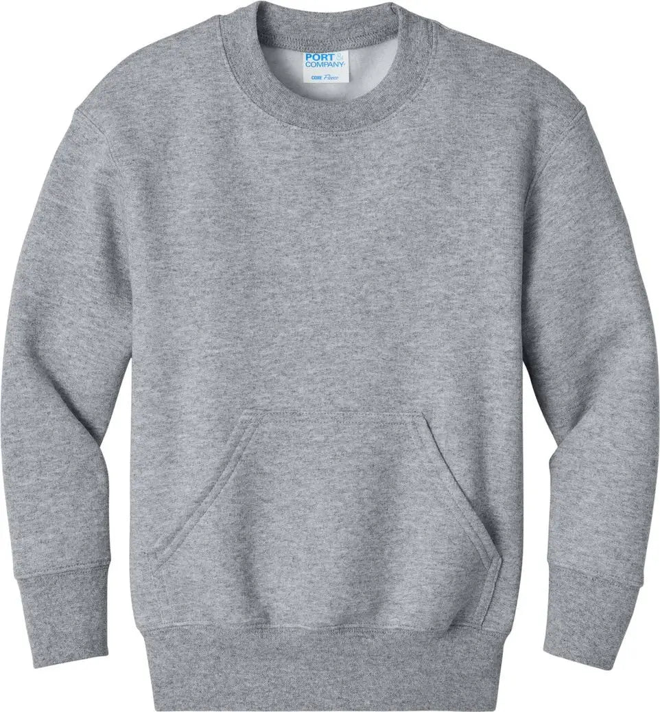 Port & Company Pc78ypkt co Youth Core Fleece Crewneck Pocket Sweatshirt - Athletic Heather
