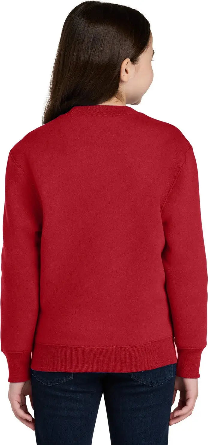 Port & Company Pc78ypkt co Youth Core Fleece Crewneck Pocket Sweatshirt - Red