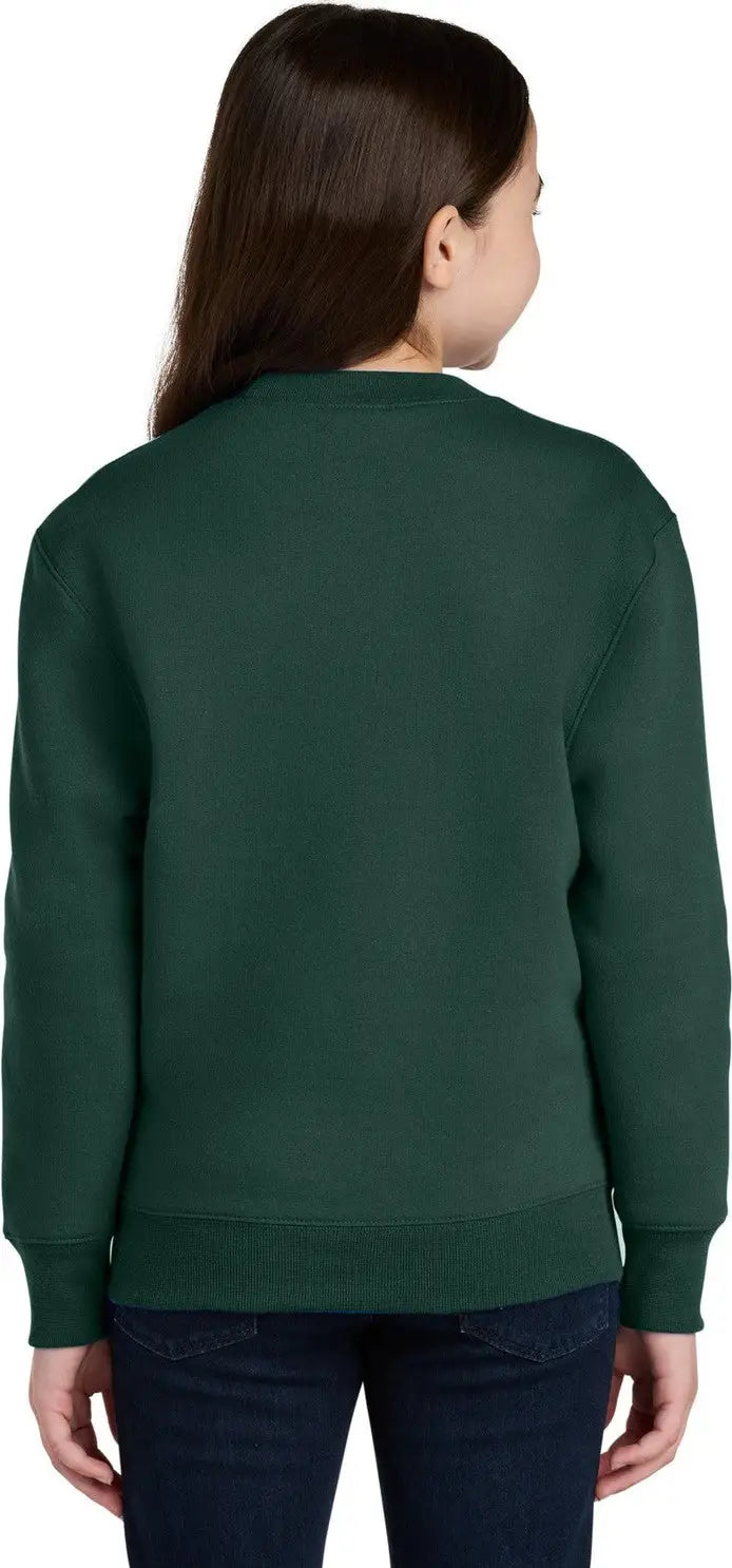 Port & Company Pc78ypkt co Youth Core Fleece Crewneck Pocket Sweatshirt - Dark Green