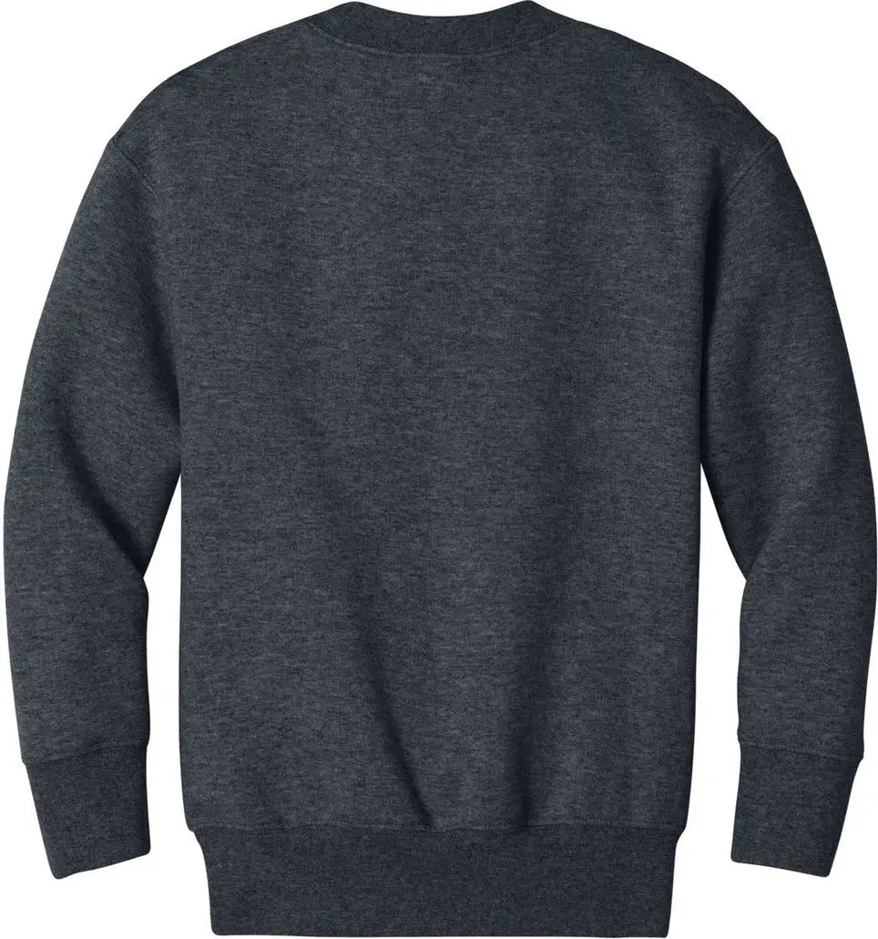 Port & Company Pc78ypkt co Youth Core Fleece Crewneck Pocket Sweatshirt - Dark Heather Gray