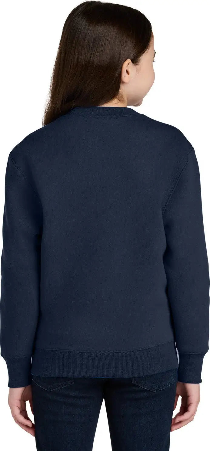 Port & Company Pc78ypkt co Youth Core Fleece Crewneck Pocket Sweatshirt - True Navy