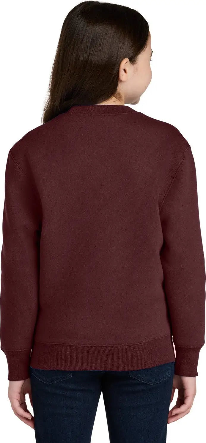 Port & Company Pc78ypkt co Youth Core Fleece Crewneck Pocket Sweatshirt - Maroon