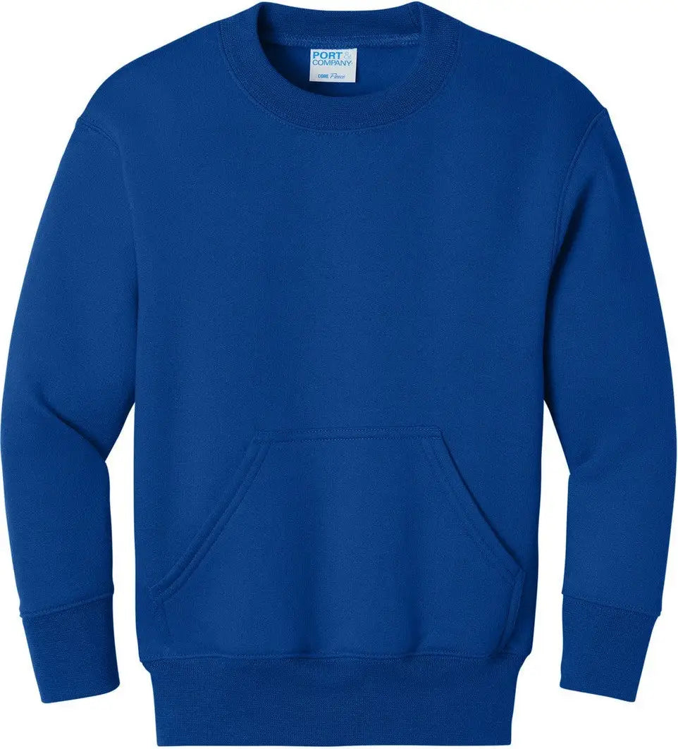 Port & Company Pc78ypkt co Youth Core Fleece Crewneck Pocket Sweatshirt - True Royal