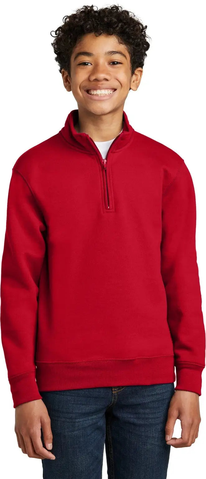 Port & Company Pc78yq co Youth Core Fleece 1/4-zip Pullover Sweatshirt - Red - Xs