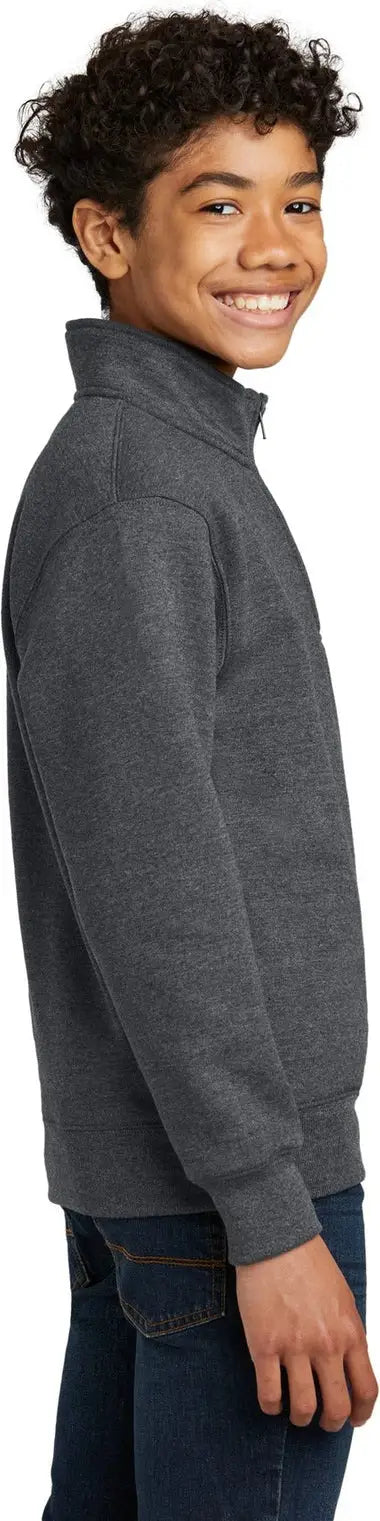 Port & Company Pc78yq co Youth Core Fleece 1/4-zip Pullover Sweatshirt - Dark Heather Gray