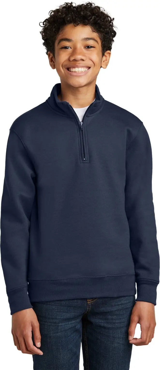Port & Company Pc78yq co Youth Core Fleece 1/4-zip Pullover Sweatshirt - Navy - Xs