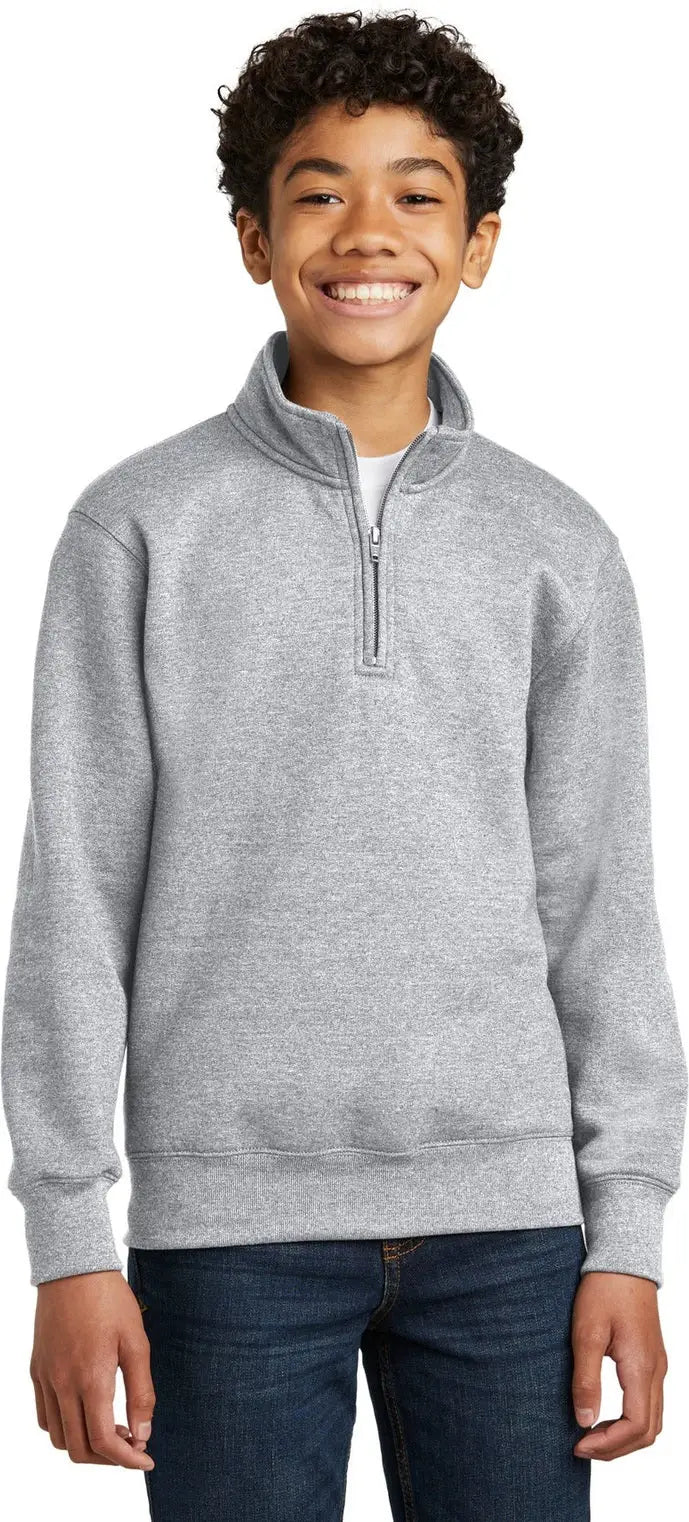 Port & Company Pc78yq co Youth Core Fleece 1/4-zip Pullover Sweatshirt - Athletic Heather - Xs