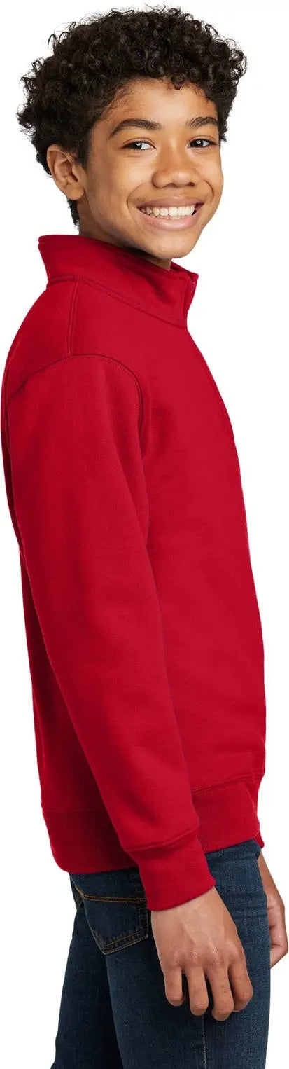 Port & Company Pc78yq co Youth Core Fleece 1/4-zip Pullover Sweatshirt - Red