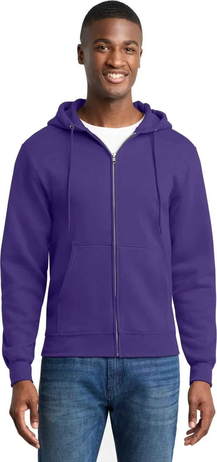 Port & Company Pc78zh co Core Fleece Full-zip Hooded Sweatshirt - Purple