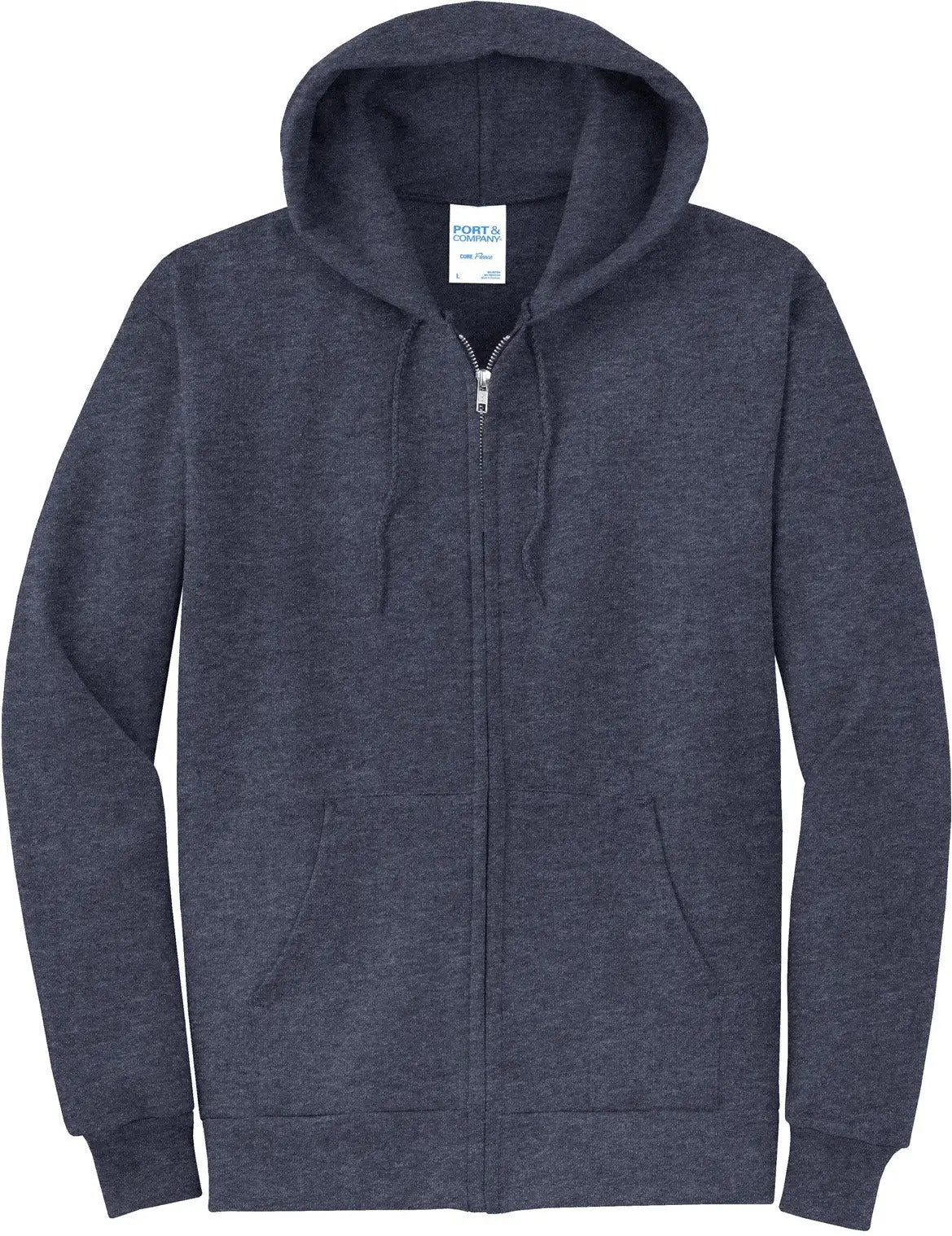 Port & Company Pc78zh co Core Fleece Full-zip Hooded Sweatshirt - Heather Navy